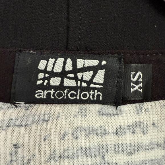 Art of Cloth Cardigan Women XS Black Tan Abstract Waterfall Lapel Open Front USA - Picture 7 of 7